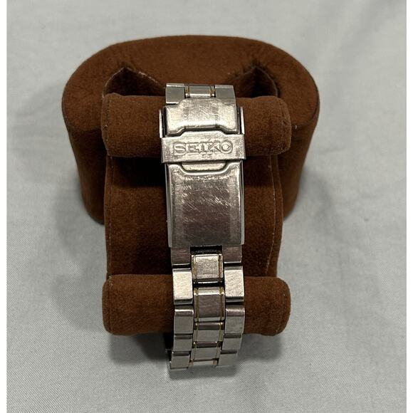 Vintage Seiko V742-8119 Brown Dial Date Watch Two-Tone Stainless Steel 50M - Picture 2 of 9